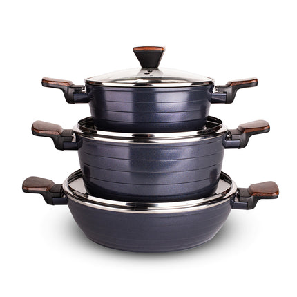 Valdinox Imperial exclusieve blauwe 6-delige aluminium pannenset met non-stick coating - geschikt voor inductie