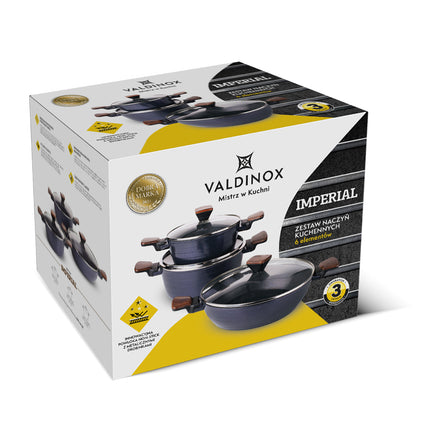 Valdinox Imperial exclusieve blauwe 6-delige aluminium pannenset met non-stick coating - geschikt voor inductie