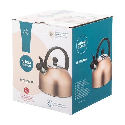 Altom Design Hot Drop fluitketel RVS hoogglans Rosé Goud 2.5 Liter - ook geschikt voor inductie