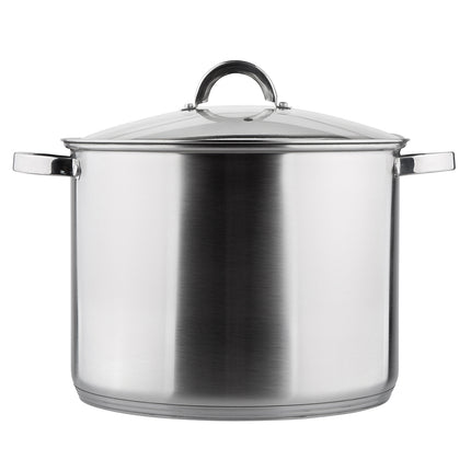 Altom Design Fabio RVS XL Hoge Soeppan / Kookpan 30cm 15L Met Glazen Deksel 30 x 22 cm
