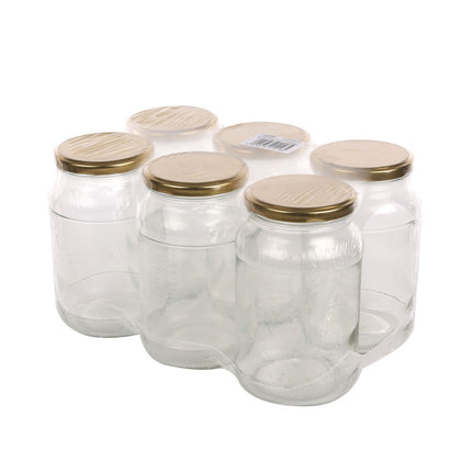 Altom Design Set van 6 Conserveringspotten 900 ml - Weckpot - Jampotten - Inmaakpotten - Voedsel bewaren, conserveren, inmaken