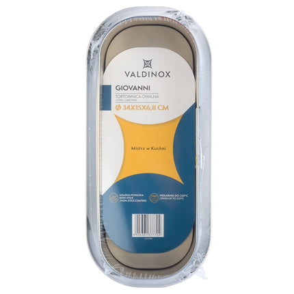 Valdinox Giovanni Ovale Springvorm 34 cm – Blauw met Gouden Accenten – Antiaanbaklaag – Bakvorm voor Cheesecake, Taart & Cake