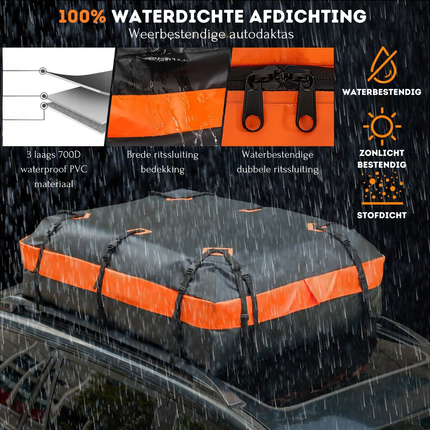2de kansje Trendmix Waterdichte Opvouwbare Autodaktas 560 L Zwart - Dakkoffer - Dakbagagetas - Autodaktas Bagagedrager