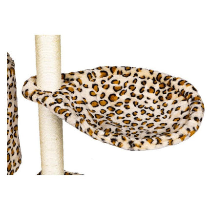 Petsi luxe XL katten krabpaal met meerdere speelmogelijkheden en niveaus 138 cm luipaard print