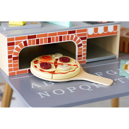 Ecotoys 34-delige houten pizzaria speelgoed set inclusief accessoires