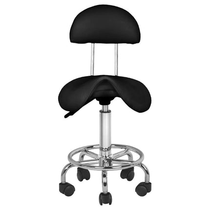 Ergonomische Cosmetische Zadelkruk Met Rugleuning - Kapperskruk in Hoogte Verstelbaar - Werkplaatsstoel Zwart