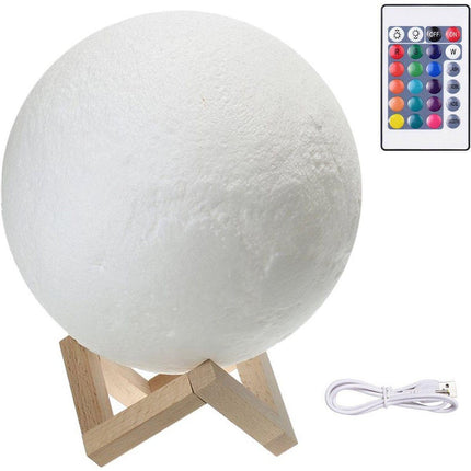 Maanlamp - Lamp - Nachtlamp Maan - Oplaadbaar - 16 kleuren LED - Dimbaar - D14cm