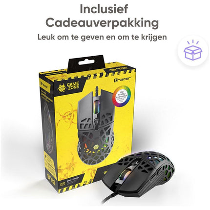 Gaming muis met RGB LED verlichting en 6 knoppen 7200 DPI