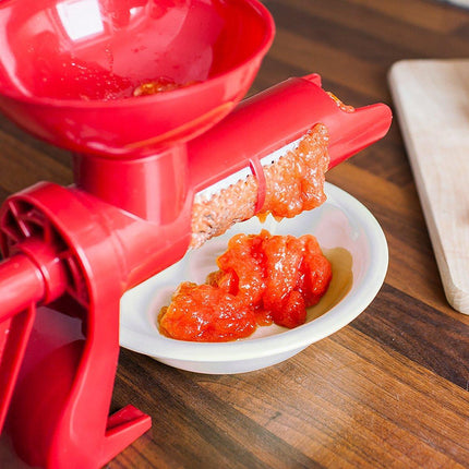 Meyerhoff Handmatige Tomatenpers – Rood – Tomatenmolen met RVS Zeef en Tafelklem – Voor Verse Tomatensaus, Babyvoeding & Smoothies