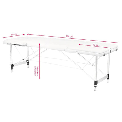 Aluminium Lichtgewicht Massagetafel Inklapbaar met 3 Zones Wit - Inclusief Draagtas - Behandeltafel In Hoogte Verstelbaar - Behandelbank