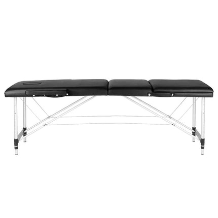 Aluminium Lichtgewicht Massagetafel Inklapbaar met 3 Zones Zwart - Inclusief Draagtas - Behandeltafel In Hoogte Verstelbaar - Behandelbank