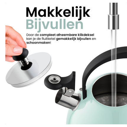 2de kansje Florina Brillo fluitketel RVS mint groen 2.5 Liter - ook geschikt voor inductie