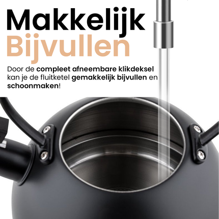 Florina Natura Line fluitketel RVS mat zwart 2.3 Liter - ook geschikt voor inductie