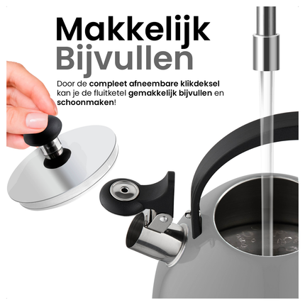 Florina Brillo fluitketel RVS donkergrijs 2.5 Liter - ook geschikt voor inductie