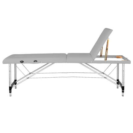Aluminium Lichtgewicht Massagetafel Inklapbaar met 3 Zones Grijs - Inclusief Draagtas - Behandeltafel In Hoogte Verstelbaar - Behandelbank