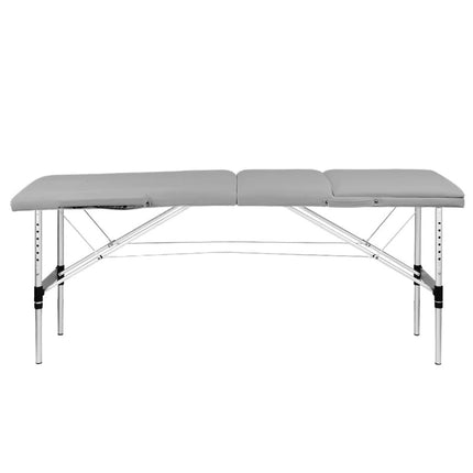 Aluminium Lichtgewicht Massagetafel Inklapbaar met 3 Zones Grijs - Inclusief Draagtas - Behandeltafel In Hoogte Verstelbaar - Behandelbank