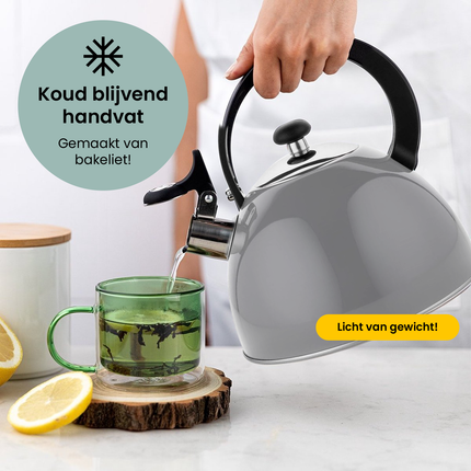 Florina Brillo fluitketel RVS donkergrijs 2.5 Liter - ook geschikt voor inductie