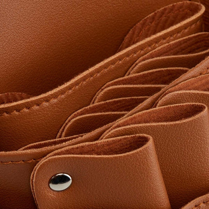 Holsterriem voor Haarscharen – Bruin Kunstleer met Decoratieve Edelsteen – Professionele Kappersholster met Verstelbare Riem – 3 Vakken & 7 Compartimenten