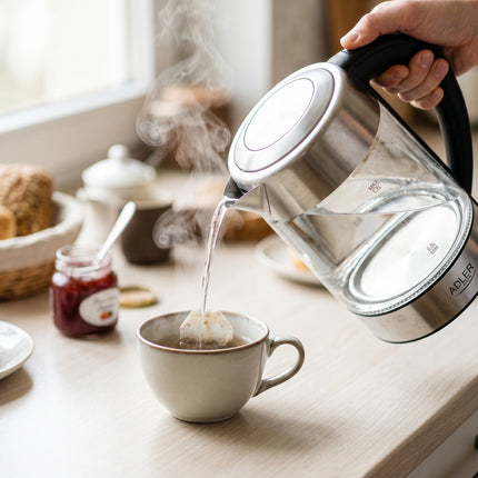 Adler AD 1247 Glazen Waterkoker 1,7 Liter 2200W – Temperatuurregeling 60-100°C – Warmhoudfunctie