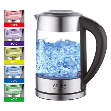 Adler AD 1247 Glazen Waterkoker 1,7 Liter 2200W – Temperatuurregeling 60-100°C – Warmhoudfunctie