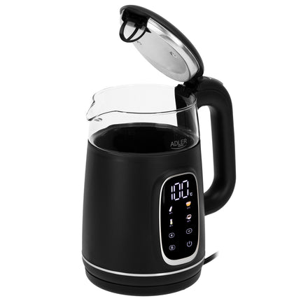 Adler AD 1305 BS Waterkoker met Temperatuurregeling 1,7 Liter – 2200W – Warmhoudfunctie – Zwart/Zilver