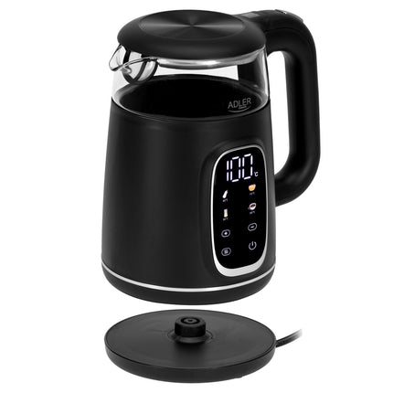 Adler AD 1305 BS Waterkoker met Temperatuurregeling 1,7 Liter – 2200W – Warmhoudfunctie – Zwart/Zilver
