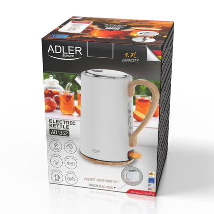Waterkoker 1,7 Liter 2200W – RVS – STRIX Beveiliging – Wit