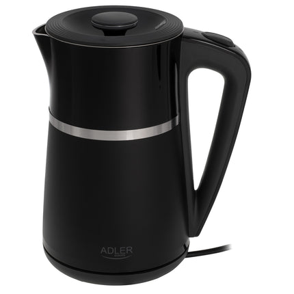 Adler AD 1355 Waterkoker 1,7 Liter 2200W – Dubbelwandig – RVS Binnenzijde – Zwart