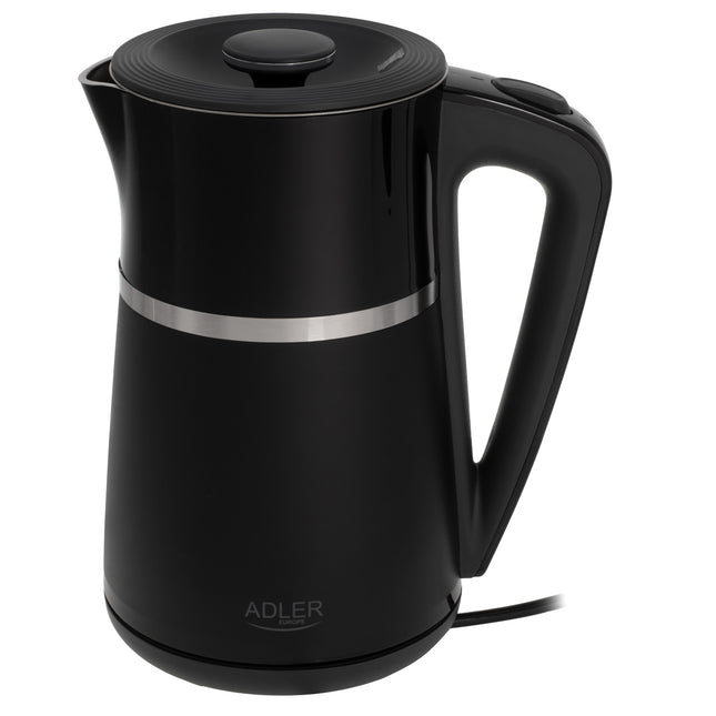 Adler AD 1355 Waterkoker 1,7 Liter 2200W – Dubbelwandig – RVS Binnenzijde – Zwart