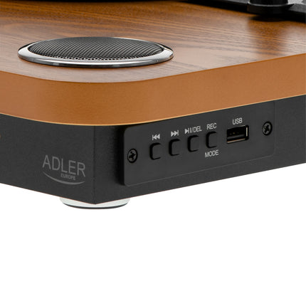 Adler AD 1914E Platenspeler met Speakers & Bluetooth – Vinyl Speler met USB – 33/45/78 Toeren – Hout