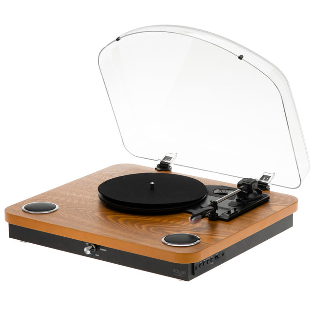 Adler AD 1914E Platenspeler met Speakers & Bluetooth – Vinyl Speler met USB – 33/45/78 Toeren – Hout
