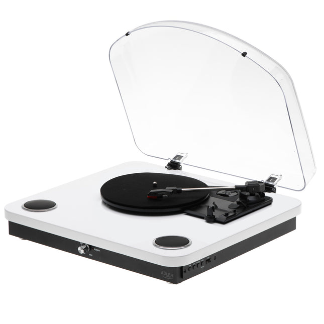 Adler AD 1914W Platenspeler met Speakers & Bluetooth – USB – 33/45/78 Toeren – Wit