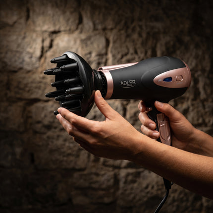 Adler AD 2248 Föhn 2200W met Diffuser – Ionische Haardroger – 3 Temperaturen – Zwart