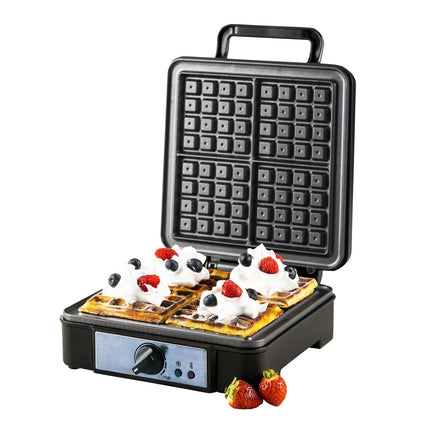 Adler AD 3049 Wafelijzer voor 4 Belgische Wafels – 1800W – Regelbare Temperatuur – Anti-aanbaklaag