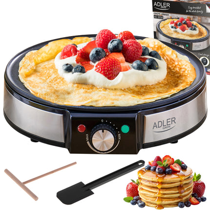 Adler Pannenkoekenmaker 30 cm 1600W – Elektrische Crêpe Maker – Regelbare Temperatuur