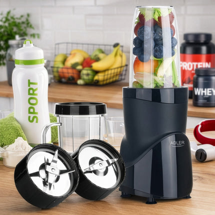 Blender 1200W met 4 Bekers – Smoothie Blender To Go – Smoothie Maker – IJscrusher – Zwart