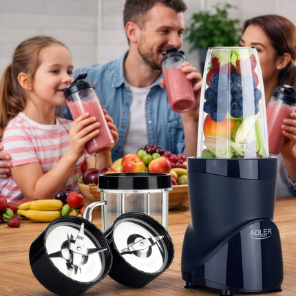 Blender 1200W met 4 Bekers – Smoothie Blender To Go – Smoothie Maker – IJscrusher – Zwart