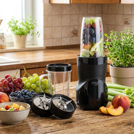 Blender 1200W met 4 Bekers – Smoothie Blender To Go – Smoothie Maker – IJscrusher – Zwart