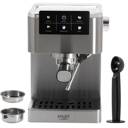 Adler Espressomachine 20 Bar 1350W – Pistonmachine met Melkopschuimer – Thermoblock – RVS