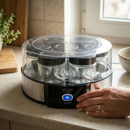 Adler AD 4476 Yoghurtmaker – Yoghurtmachine met 7 Glazen Potjes van 200 ml – 1,4 Liter