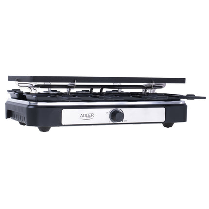 Adler AD 6616 Gourmetstel 8 Personen 1400W – Raclette Grill met 8 Pannetjes – Omkeerbare Grillplaat