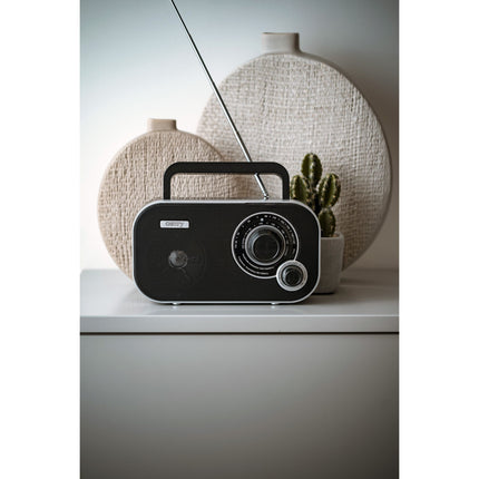 Camry CR 1140B Draagbare Radio – AM FM Radio op Batterijen & Netstroom – Analoge Radio met Hoofdtelefoonaansluiting – Zwart