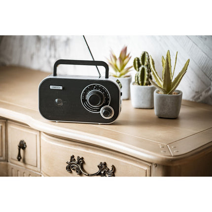 Camry CR 1140B Draagbare Radio – AM FM Radio op Batterijen & Netstroom – Analoge Radio met Hoofdtelefoonaansluiting – Zwart