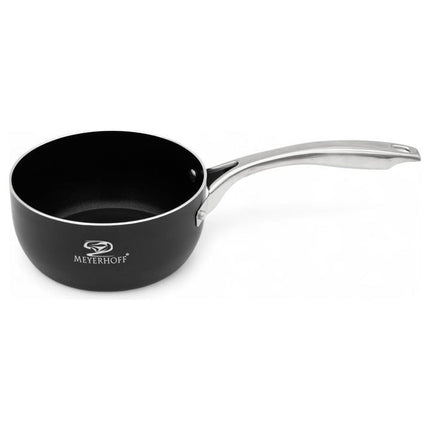 Meyerhoff Premium Pannenset 12‑delig – Aluminium – Zwart – Inclusief Koekenpan, Steelpan & Glazen Deksels – Geschikt voor Inductie
