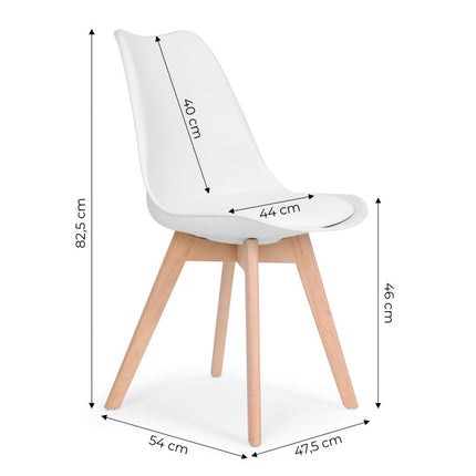 Modern Home Set Van 4 Eetkamerstoelen - Kuip Stoelen Met Eco-Leer Kussen En Beukenhouten Poten - Wit