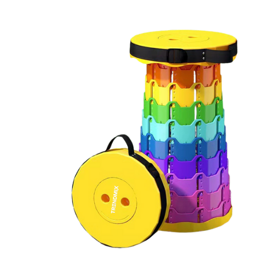 Trendmix Opvouwbare Kruk Verstelbaar & Lichtgewicht – Regenboog Telescopische Kruk Voor Festival, Concert, Camping & Reizen