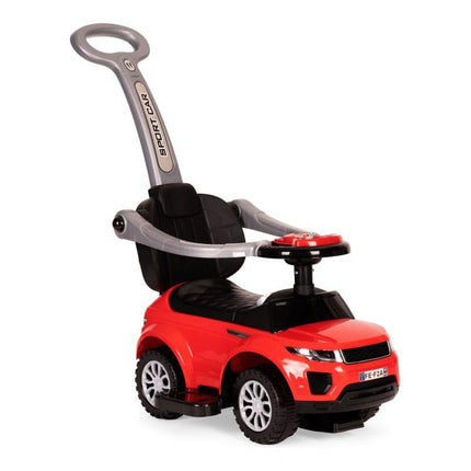 3 in 1 sportauto loopauto met geluiden en claxon op het stuur belastbaar tot 25 kg rood