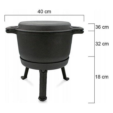Meyerhoff 2-in-1 Outdoor Dutch Oven Gietijzeren Pan 10L – Met Deksel als Grill – Kampvuur Ketel Met Afneembare Poten – Voor Buiten Koken & BBQ