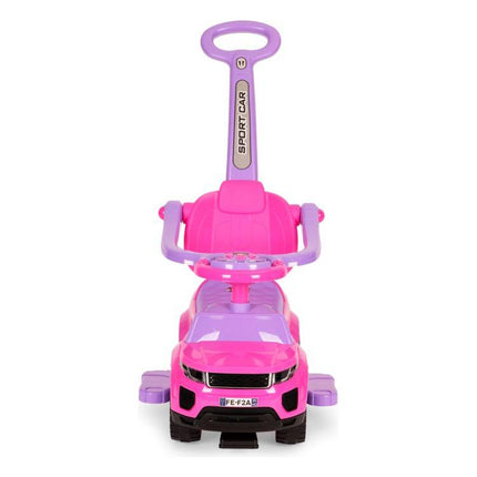 3 in 1 sportauto loopauto met geluiden en claxon op het stuur belastbaar tot 25 kg roze
