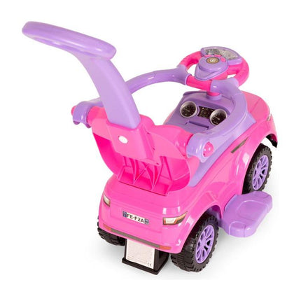 3 in 1 sportauto loopauto met geluiden en claxon op het stuur belastbaar tot 25 kg roze